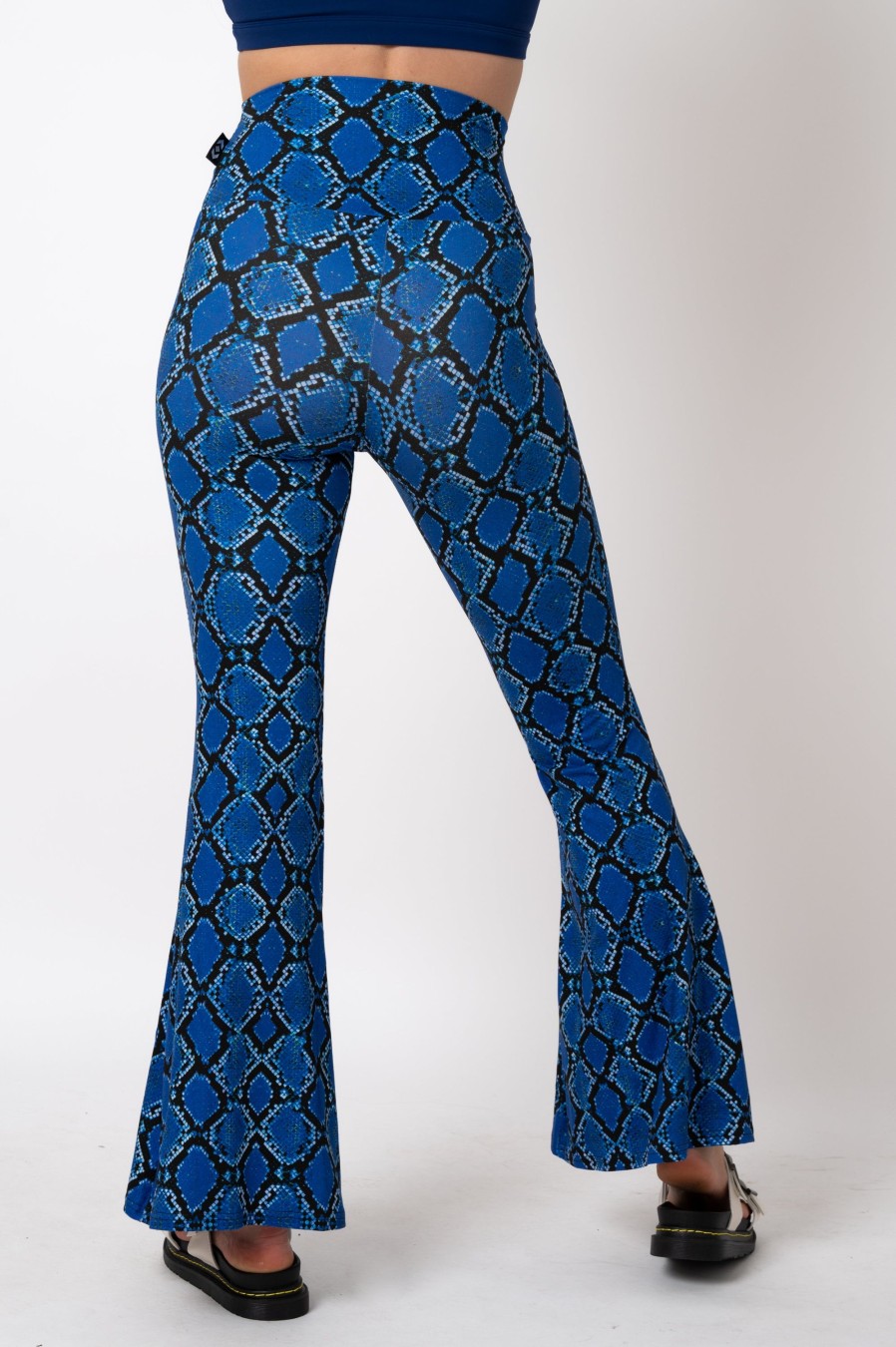 Women R2W BELLS | Snake Charmer Blue Soft To Touch - High Waisted Bells