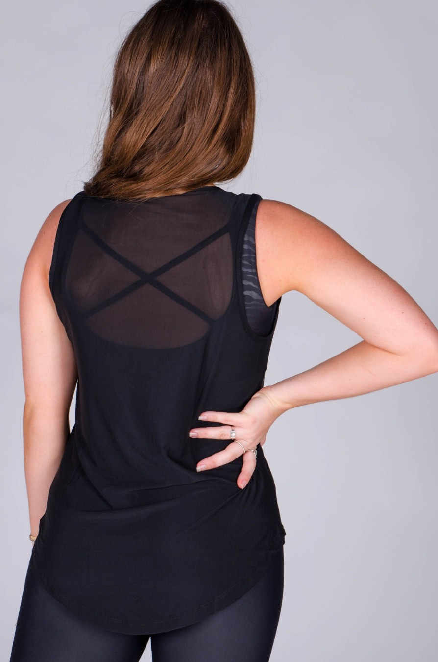 Women R2W TANK TOP | Black Net - Muscle Back Tank