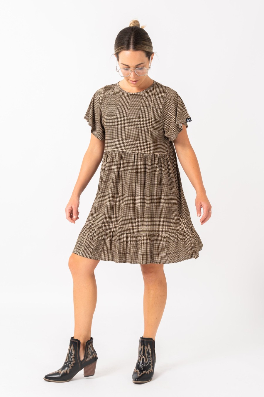 Women R2W DRESS | Tweedy Babe Slinky To Touch - Baby Doll Tiered Mini Dress