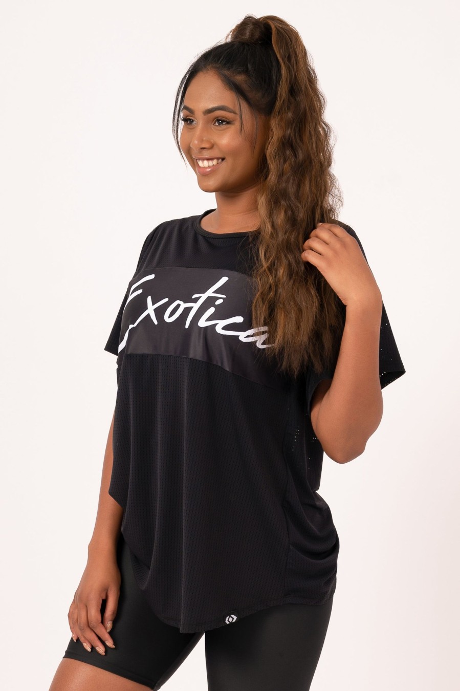 Women R2W BOYFRIEND TEE | Black Bball Mesh - Exotica Boyfriend Tee