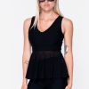 Women R2W BIKINI TOP | Black Net - Reversible Peplum Top