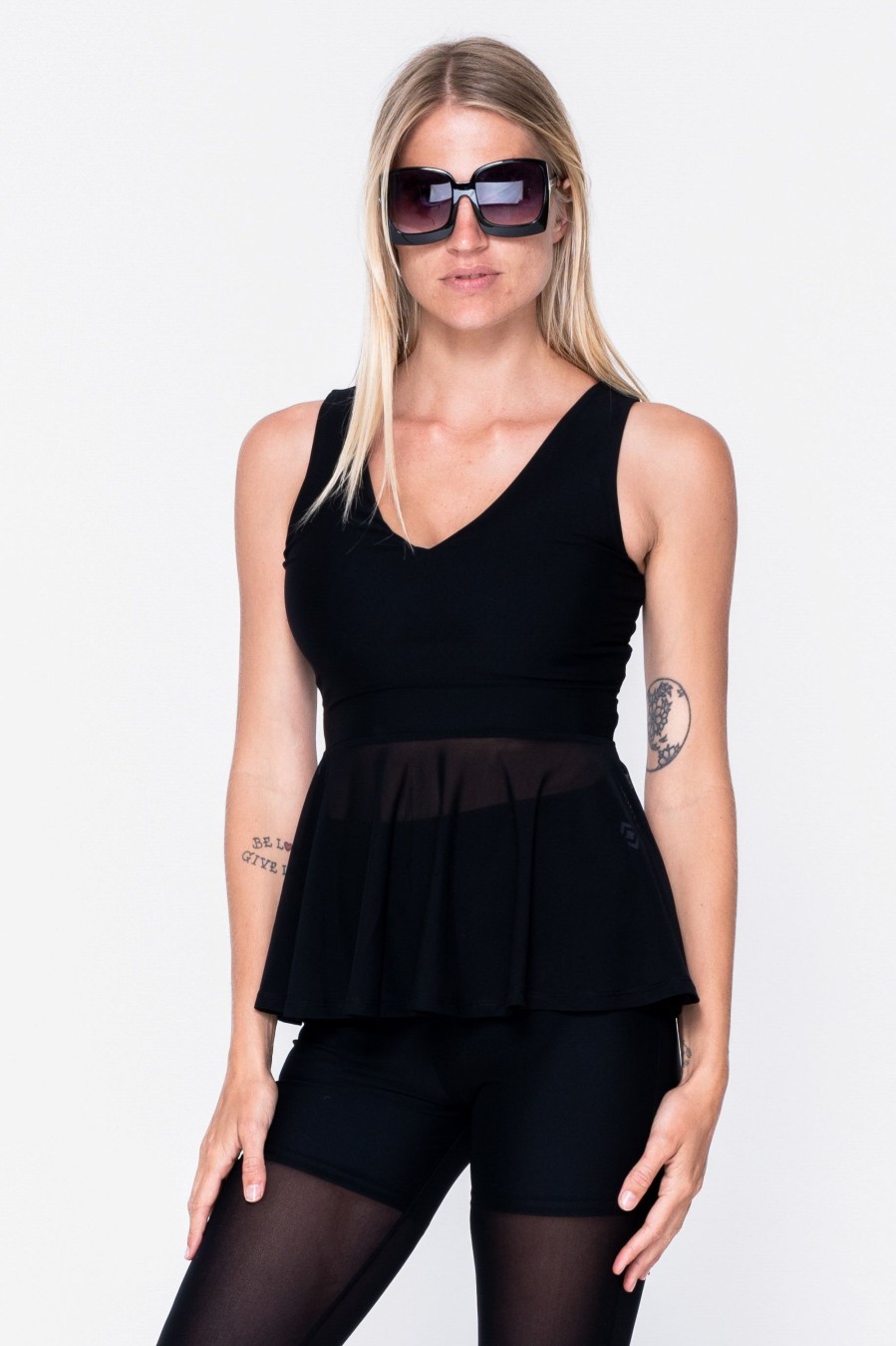 Women R2W BIKINI TOP | Black Net - Reversible Peplum Top