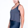 Women R2W CROPPED SINGLET | Dark Charcoal Slinky To Touch - Cropped Singlet