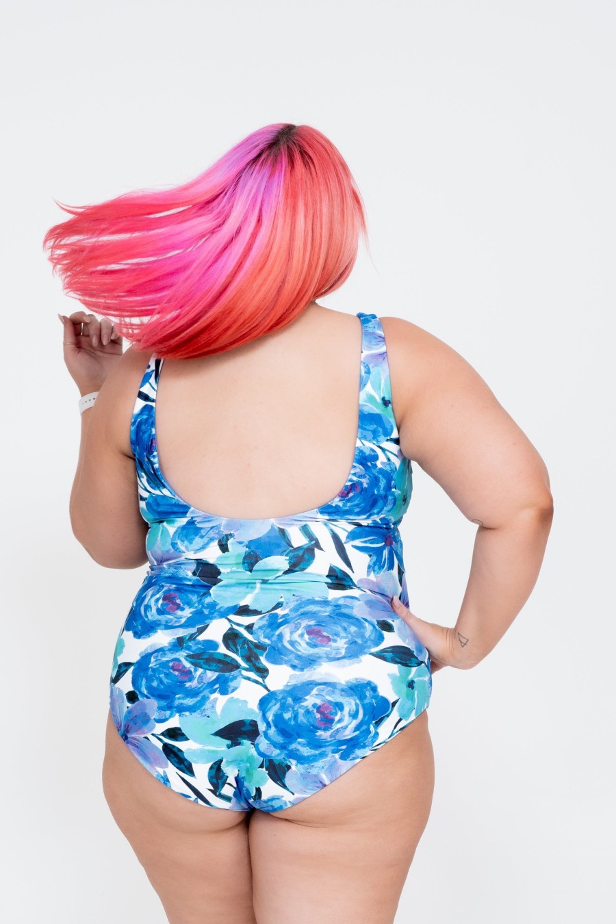 Women R2W SWIM ONE PIECE | Late Bloomer Blue Performance - Wrap One Piece W/ Extra Coverage Bottoms