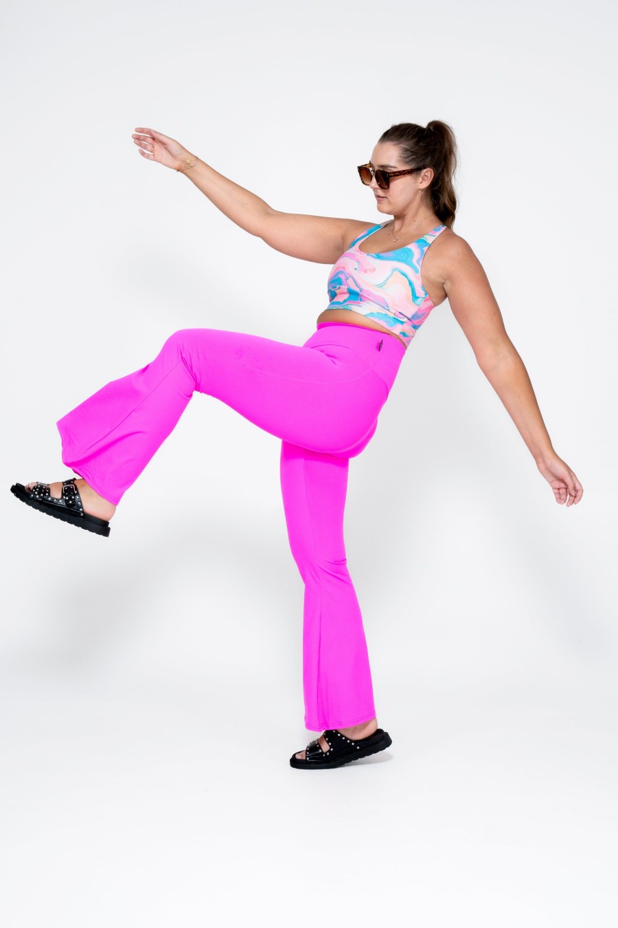 Women R2W BELLS | Hot Pink Comfy Cotton - High Waisted Bells