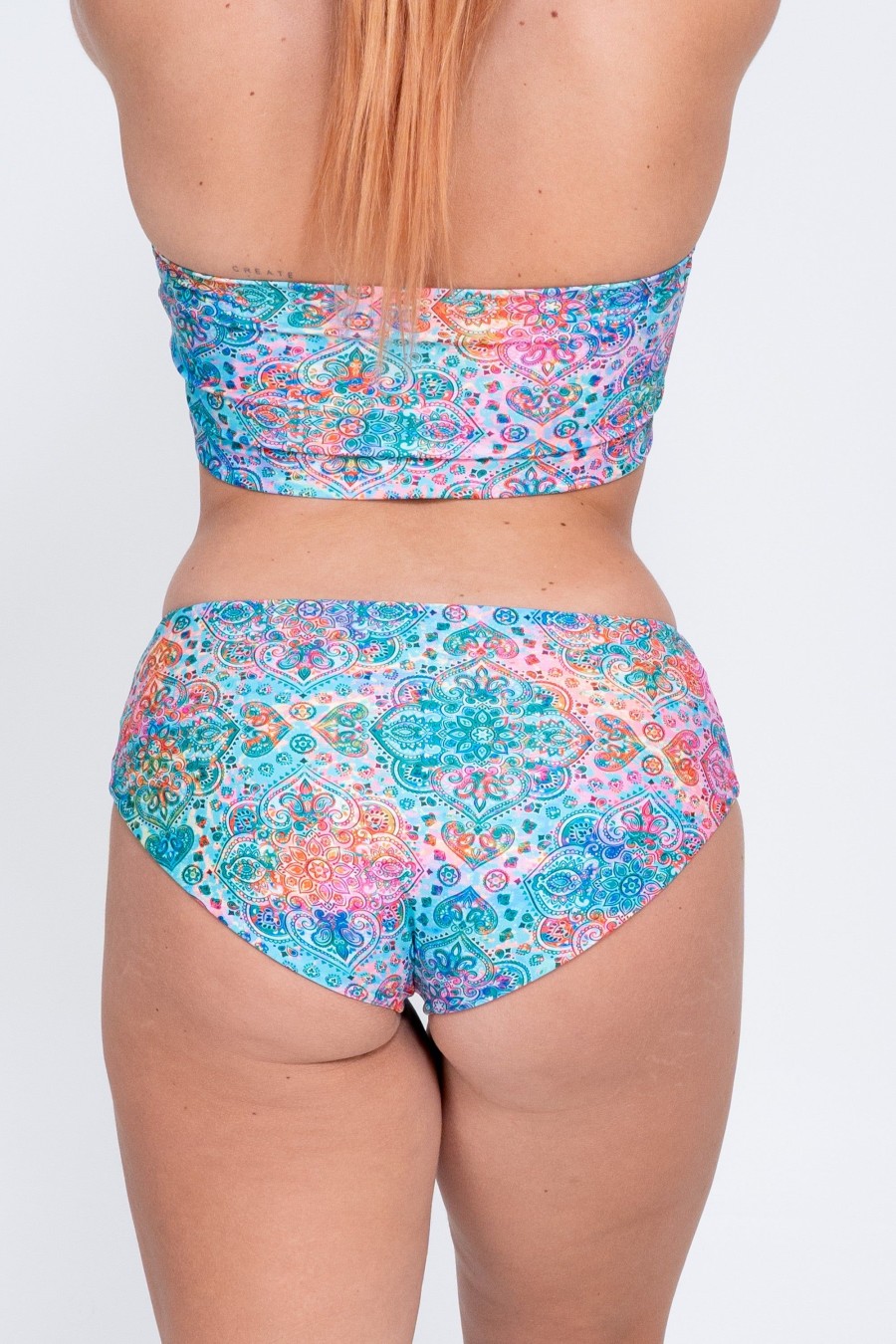 Women R2W BIKINI BOTTOMS | Mandala Rainbow Performance - Full Coverage Brief Bikini Bottoms