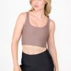 Women R2W CROP TOP | Mocha Performance - Scoop Neck Comfort Crop Top