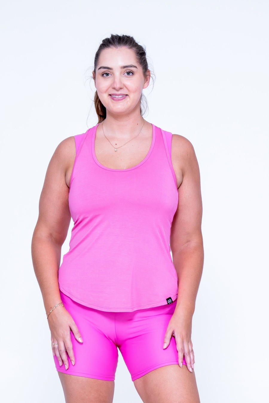 Women R2W TANK TOP | Pink Slinky To Touch - Racer Back Tank Top