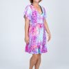 Women R2W DRESS | Rainbow Jag Slinky To Touch - Baby Doll V Neck Tiered Mini Dress