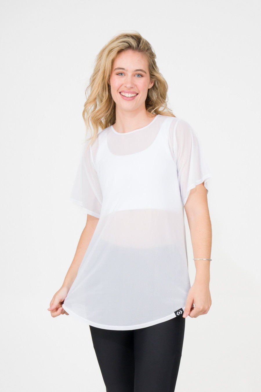 Women R2W BOYFRIEND TEE | White Net - Plain Boyfriend Tee