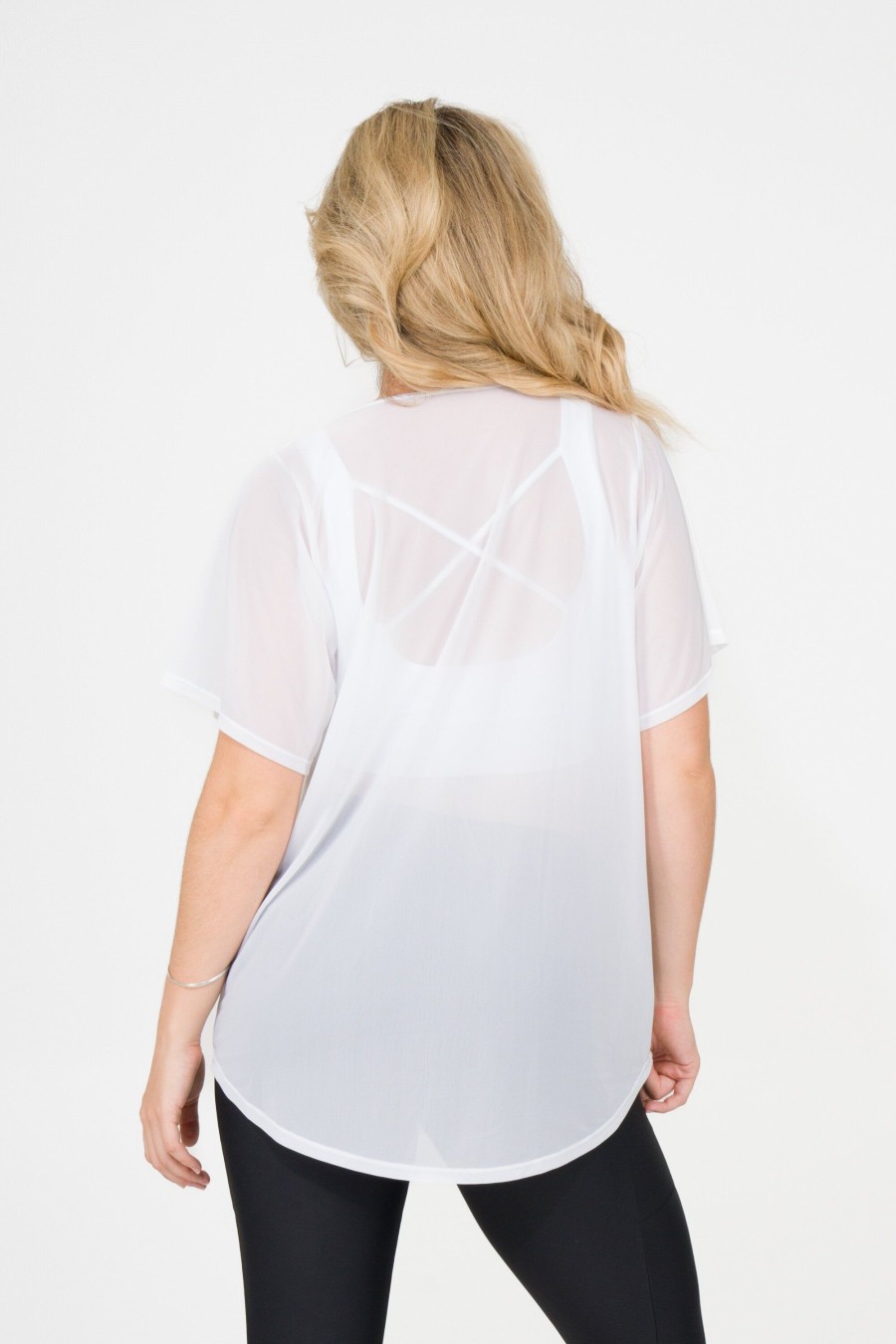 Women R2W BOYFRIEND TEE | White Net - Plain Boyfriend Tee