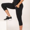 Women R2W JOGGERS 3/4 | Black Soft To Touch - Jogger Capris W/ Pockets