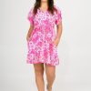 Women R2W DRESS | Serendipity Pink Slinky Silky - Button Up Drawstring Mini Dress