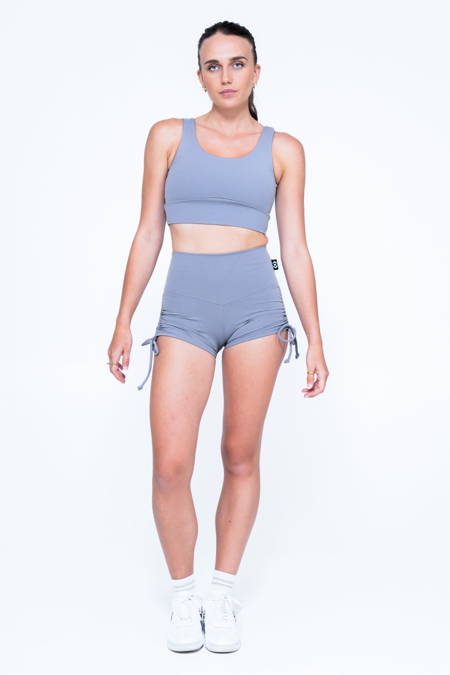 Women R2W CROP TOP | Grey Body Contouring - Scoop Neck Comfort Crop Top