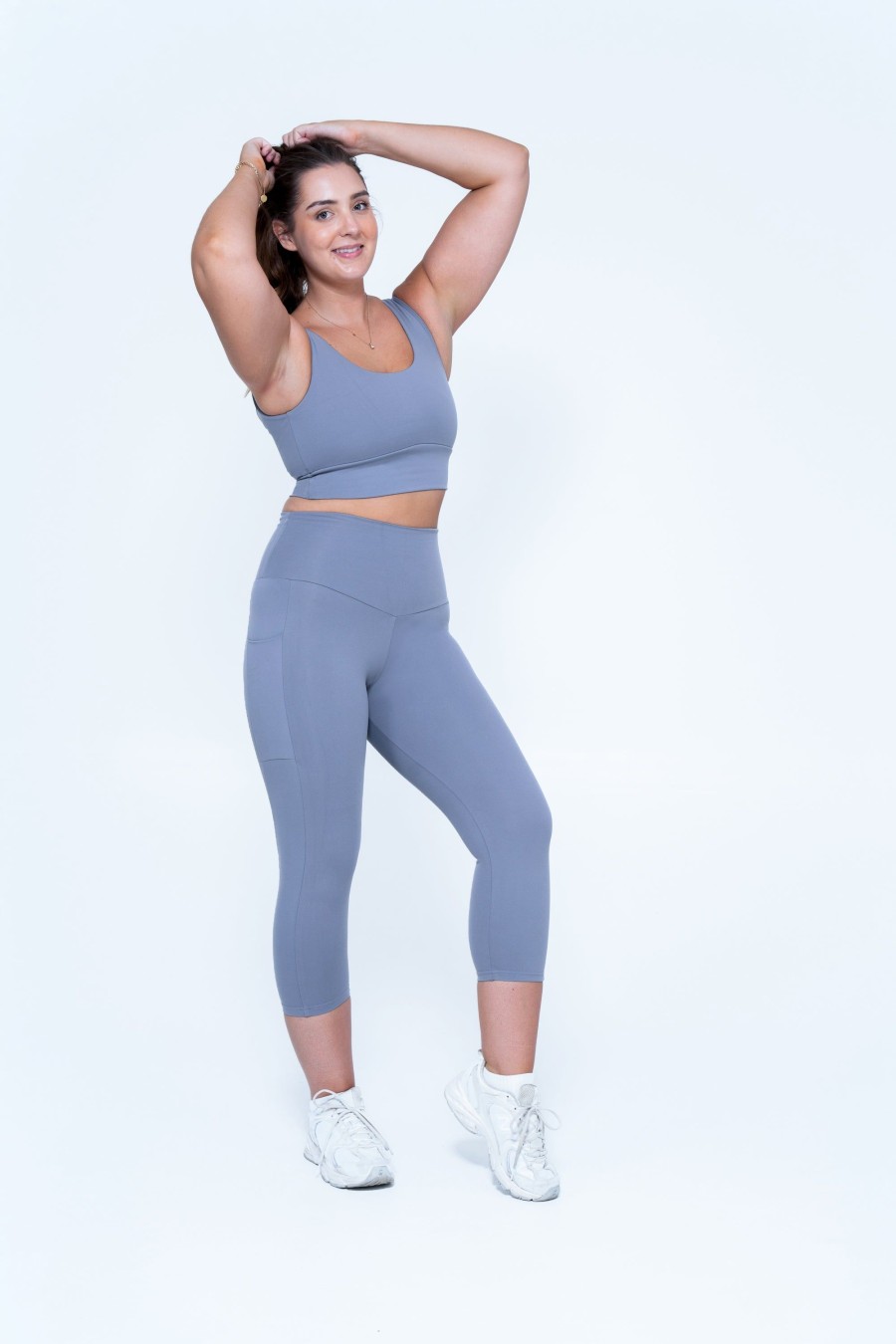 Women R2W CROP TOP | Grey Body Contouring - Scoop Neck Comfort Crop Top