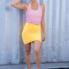 Women R2W SKIRTS | Yellow Soft To Touch - Ruched Mini Skirt