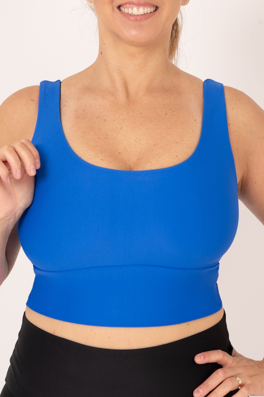 Women R2W CROP TOP | Electric Blue Performance - Scoop Neck Comfort Crop Top