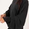 Women R2W BATWING SWEATER | Black Soft To Touch - Batwing Cinched Sleeve Sweater