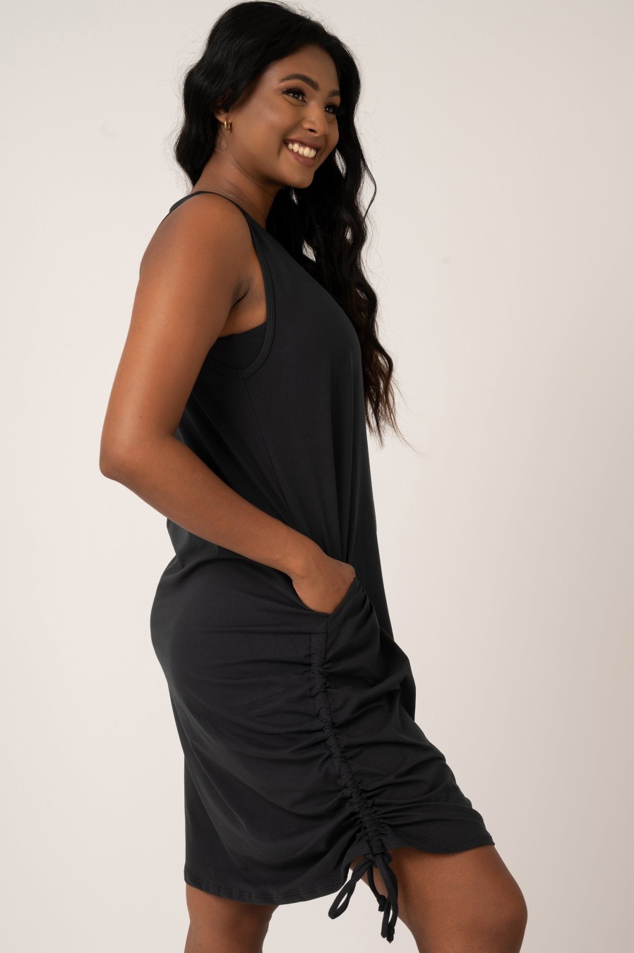 Women R2W DRESS | Black Soft To Touch - Lazy Girl Dress Tank