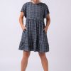 Women R2W DRESS | Toothy Knit Mono Slinky To Touch - Baby Doll Tiered Mini Dress