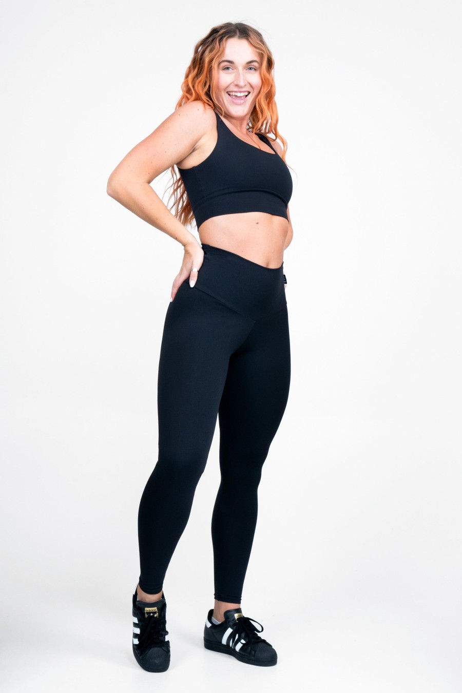 Women R2W LEGGINGS | Black Body Contouring - High Waisted Leggings