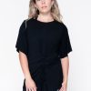 Women R2W BOYFRIEND TEE | Black Slinky To Touch - Corset Front Boyfriend Tee