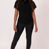 Women R2W BLOUSE | Black Net - Boss Bish Blouse W/ Flutter Sleeve