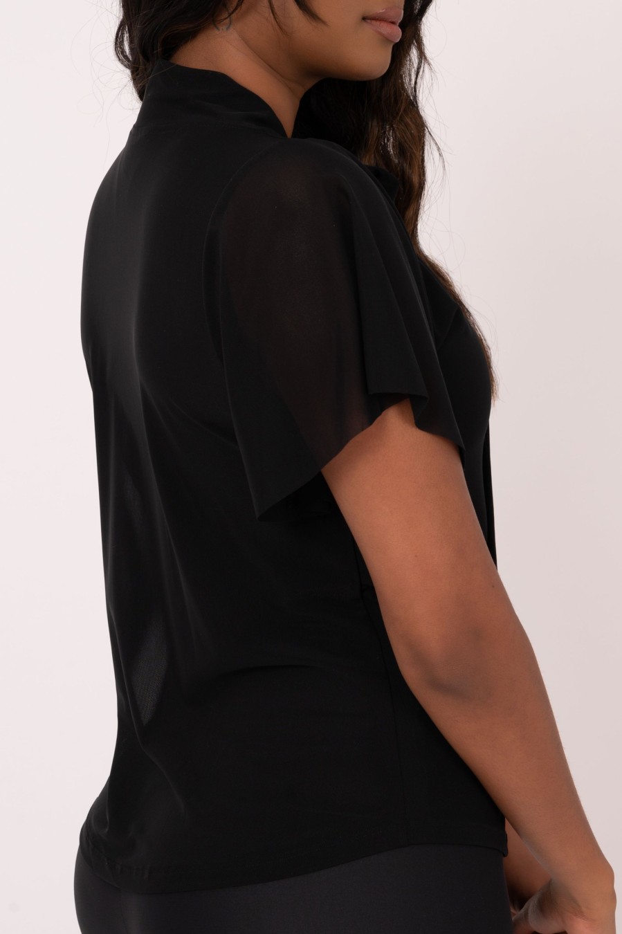 Women R2W BLOUSE | Black Net - Boss Bish Blouse W/ Flutter Sleeve