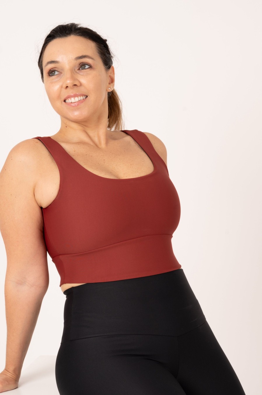 Women R2W CROP TOP | Burnt Copper Performance - Scoop Neck Comfort Crop Top