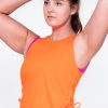 Women R2W TANK TOP | Orange Slinky To Touch - Muscle Back Tank W/ Cinched Sides