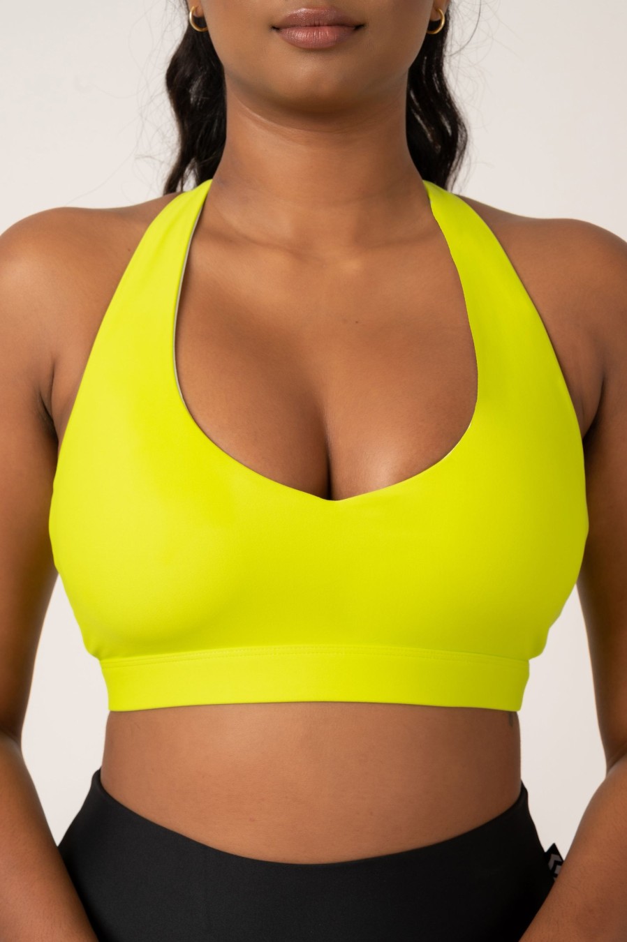 Women R2W CROP TOP | Neon Yellow Performance - Deep V Crop