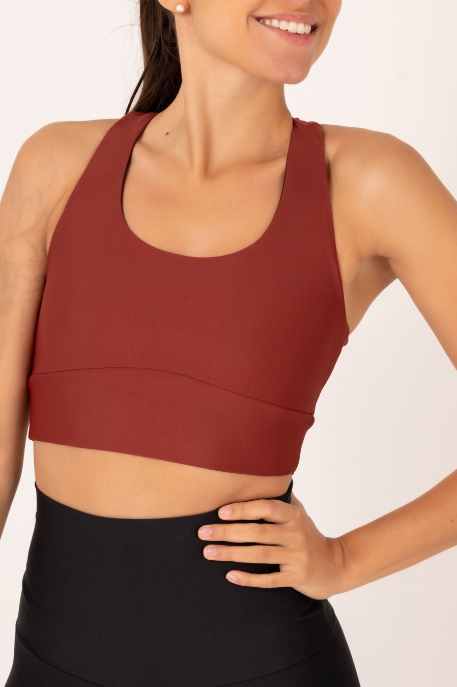 Women R2W CROP TOP | Burnt Copper Performance - T Back Comfort Crop Top