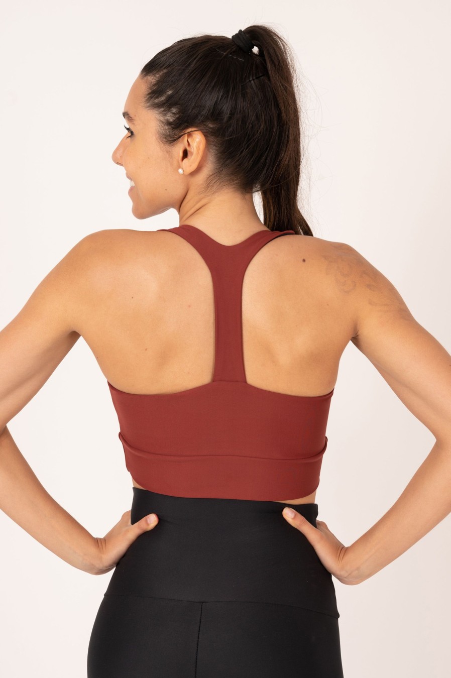 Women R2W CROP TOP | Burnt Copper Performance - T Back Comfort Crop Top