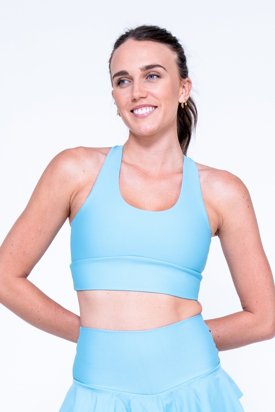 Women R2W CROP TOP | Dusty Pale Blue Performance - T Back Comfort Crop Top