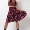 Women R2W SKIRTS | Stay Wavy Baby Berry Silky - Narrow Waisted Midi Skater Skirt W/ Pockets