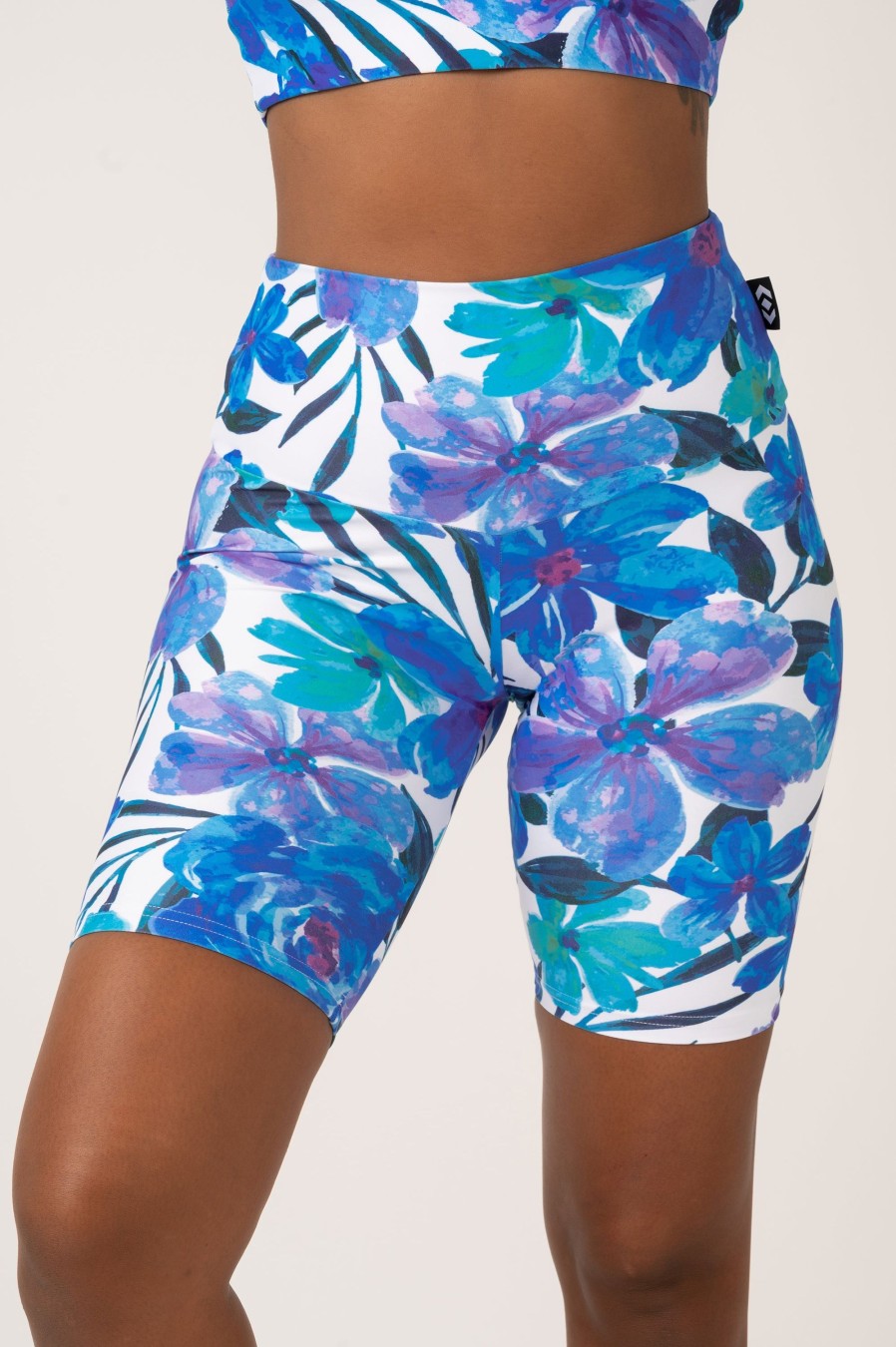 Women R2W LONG SHORTS | Late Bloomer Blue Performance - High Waisted Long Shorts