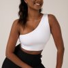 Women R2W CROP TOP | White Body Contouring - One Shoulder Comfort Crop Top