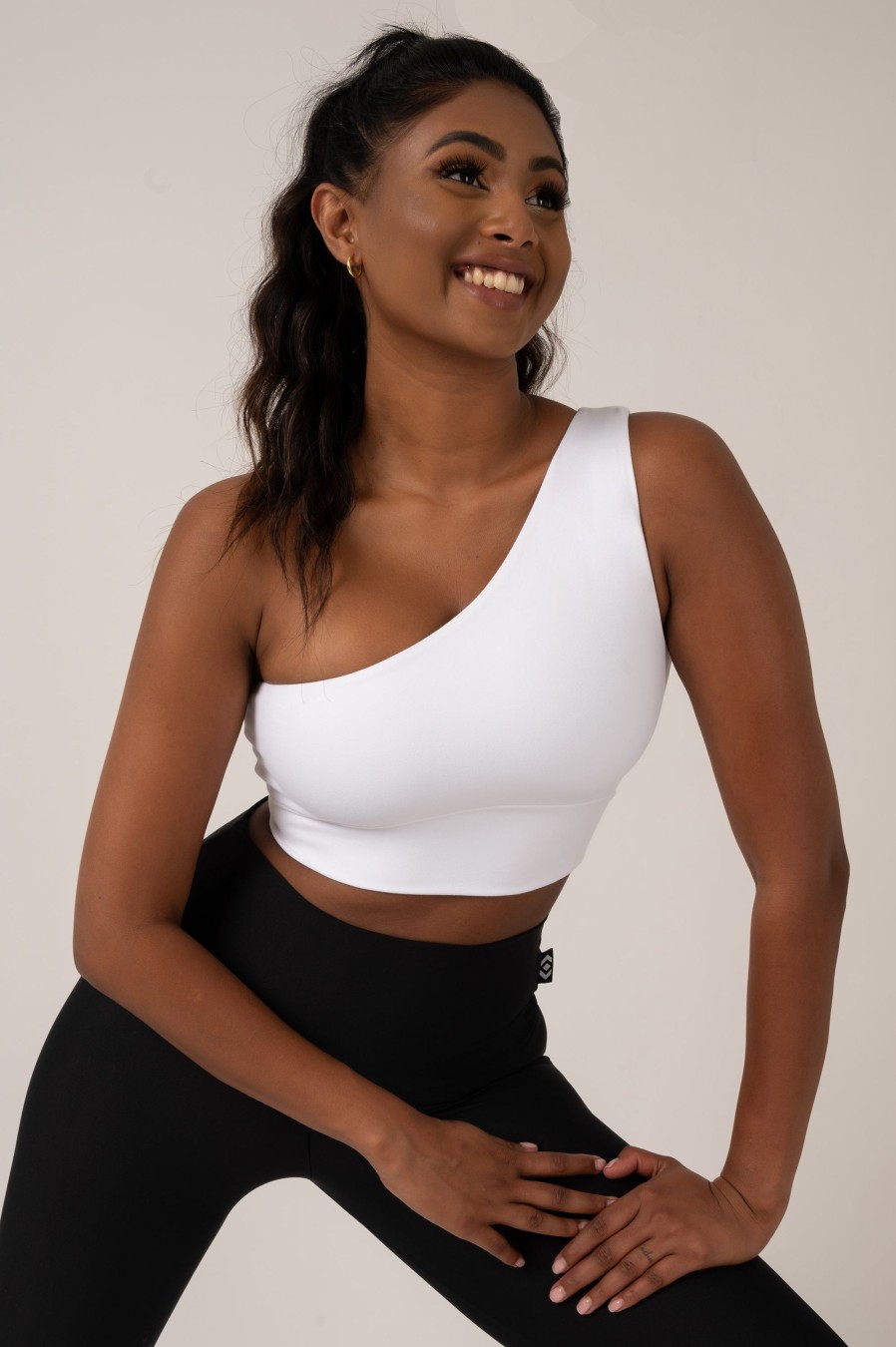 Women R2W CROP TOP | White Body Contouring - One Shoulder Comfort Crop Top