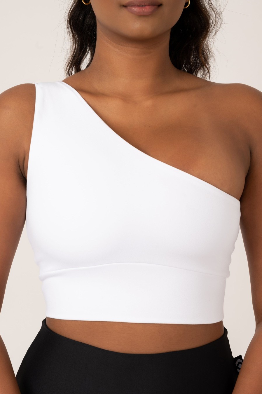 Women R2W CROP TOP | White Body Contouring - One Shoulder Comfort Crop Top