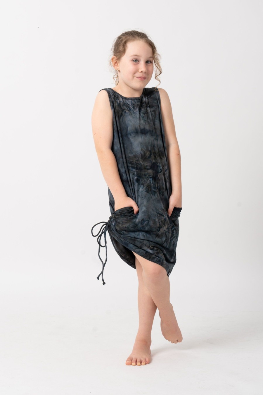 Kids R2W KIDS DRESS | Dark And Moody Tie Dye Soft To Touch - Kids Lazy Girl Dress Tank