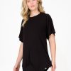 Women R2W BOYFRIEND TEE | Black Slinky To Touch - Plain Boyfriend Tee