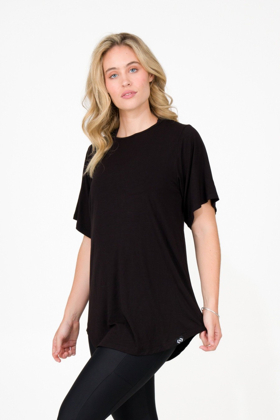 Women R2W BOYFRIEND TEE | Black Slinky To Touch - Plain Boyfriend Tee