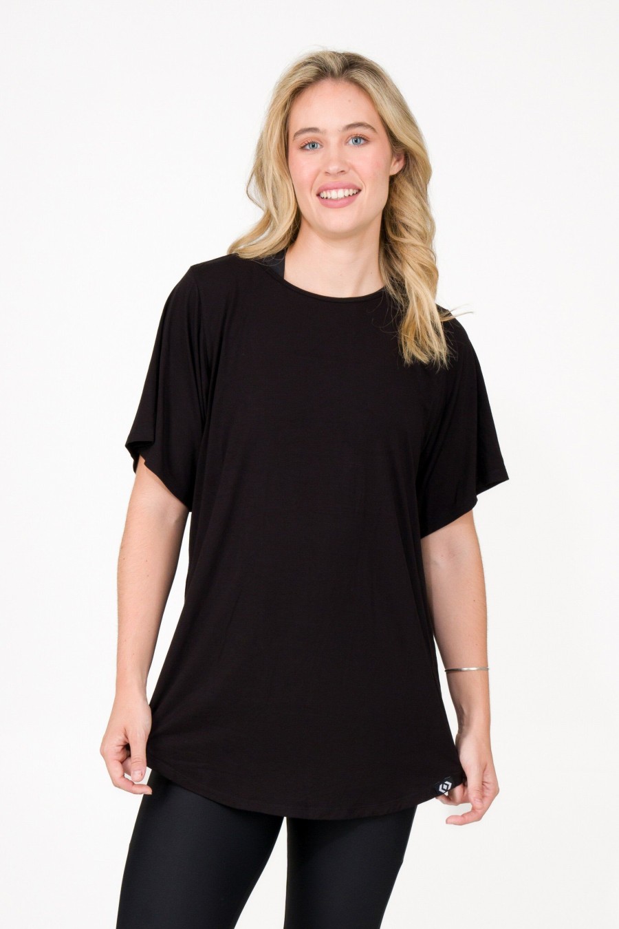 Women R2W BOYFRIEND TEE | Black Slinky To Touch - Plain Boyfriend Tee