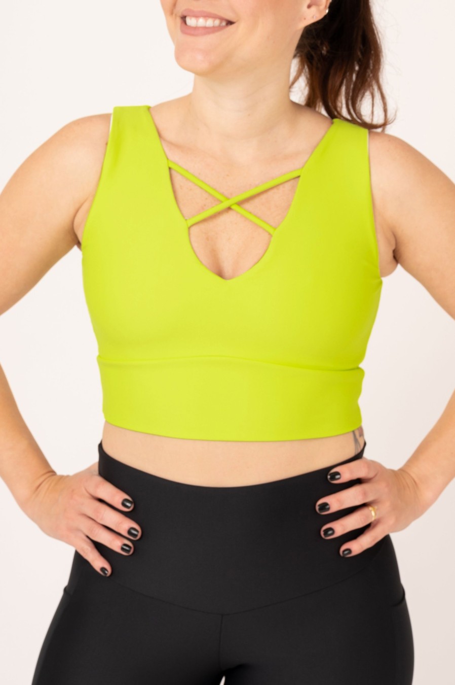 Women R2W CROP TOP | Neon Yellow Performance - Reversible Comfort Crop Top