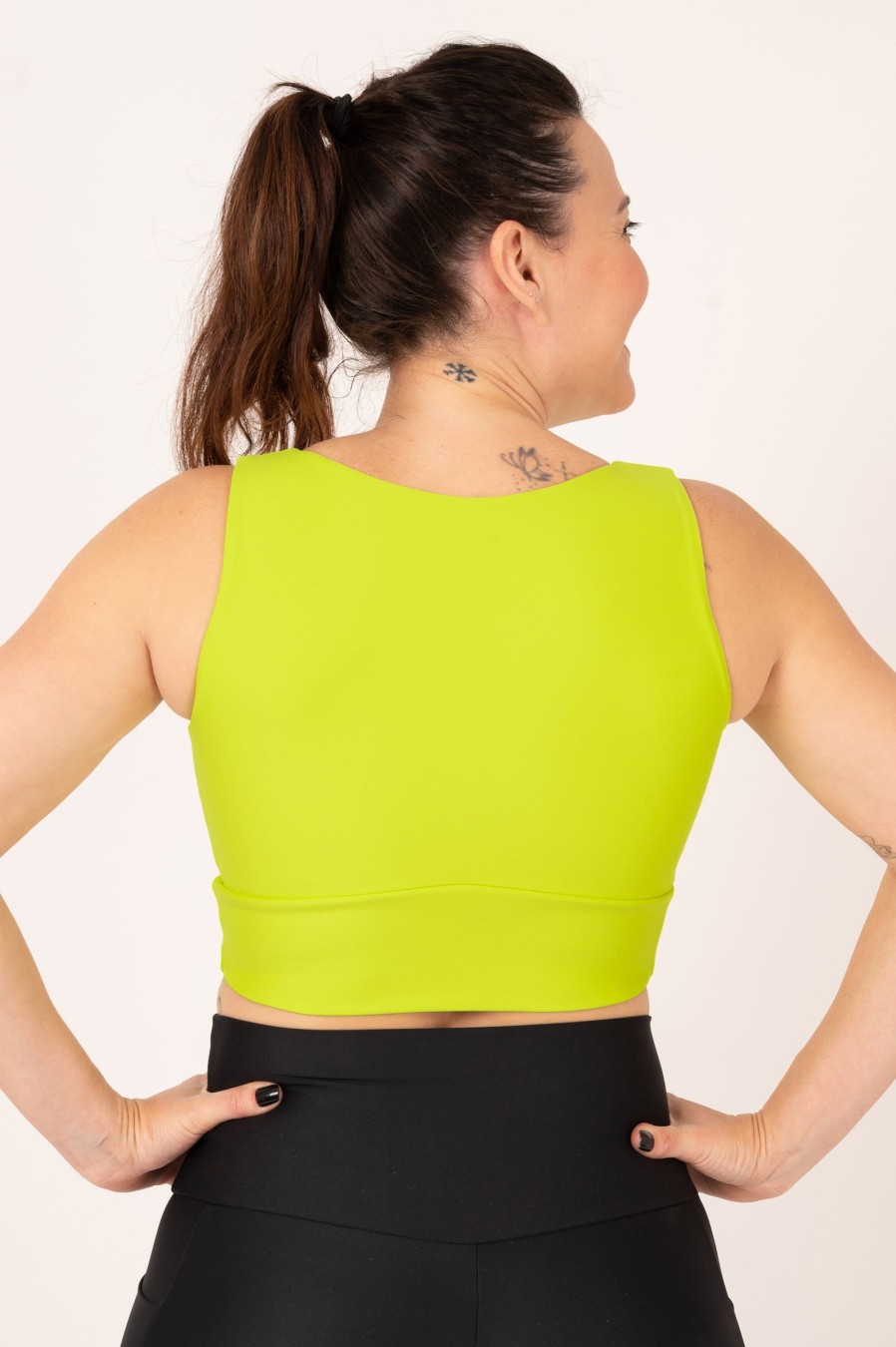 Women R2W CROP TOP | Neon Yellow Performance - Reversible Comfort Crop Top