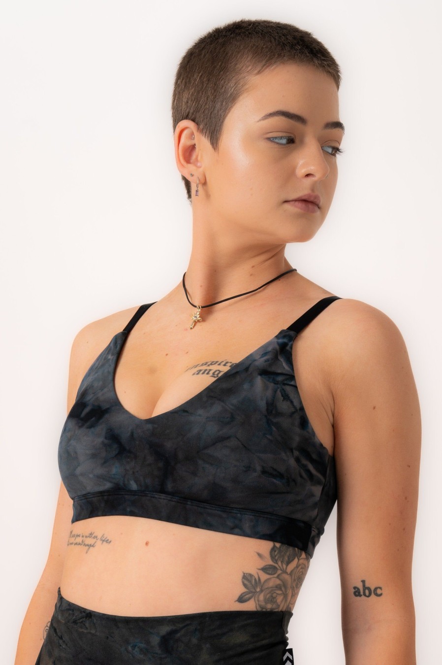 Women R2W CROP TOP | Dark And Moody Tie Dye Body Contouring - Bralette Crop