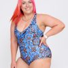 Women R2W SWIM ONE PIECE | Sundial Me Up Blue Performance - Deep V One Piece W/ Extra Coverage Bottoms