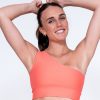 Women R2W CROP TOP | Neon Coral Performance - One Shoulder Comfort Crop Top