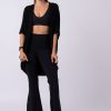 Women R2W KIMONO | Black Slinky To Touch - Midi Kimono