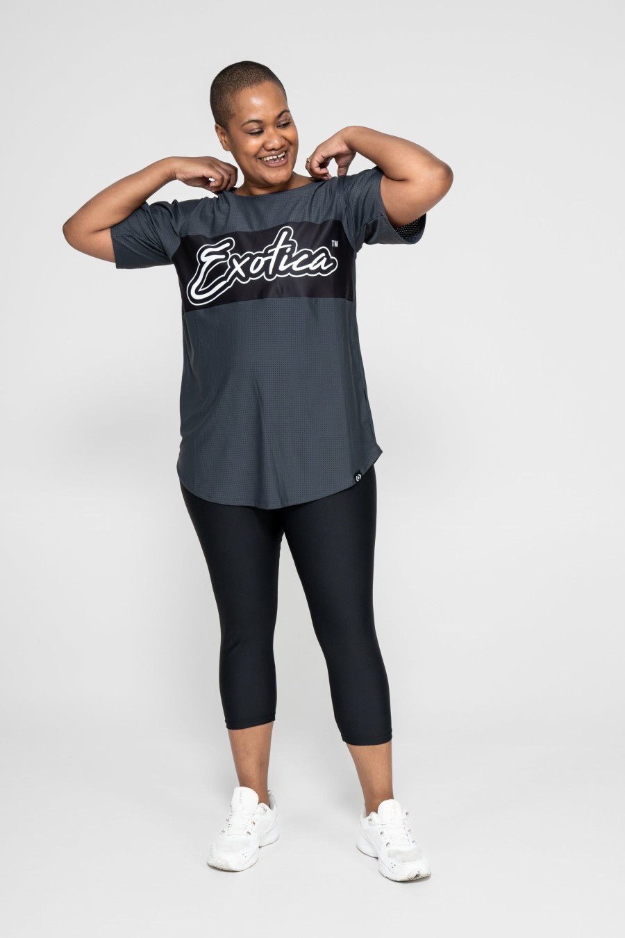 Women R2W BOYFRIEND TEE | Charcoal Bball Mesh - Exotica Boyfriend Tee